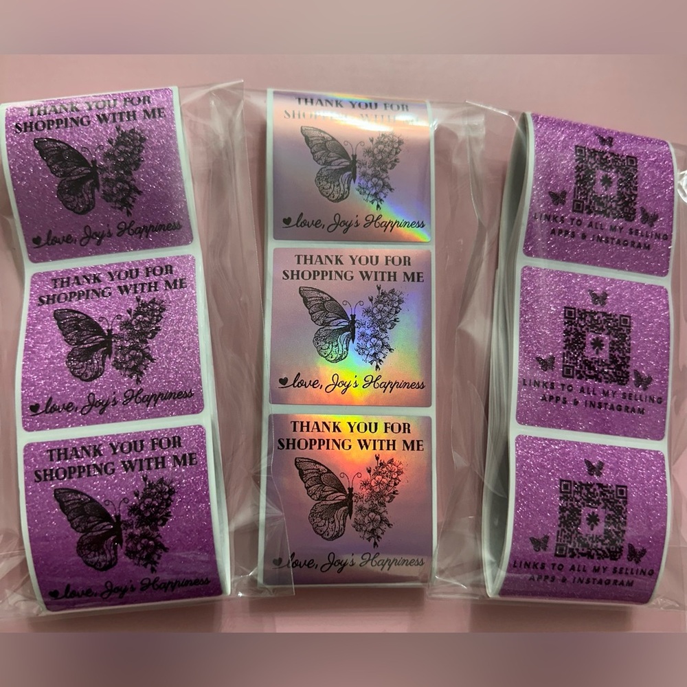 50 ct. Custom 2β Square Thank You, QR Code, FRAGILE Stickers OR LOGO - Picture 9 of 16